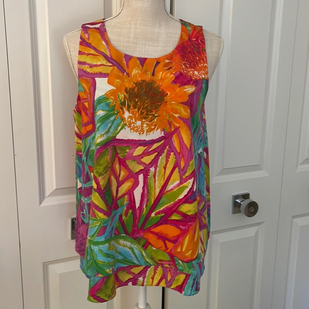 Lauren Ralph Lauren bright swing sleeveless blouse